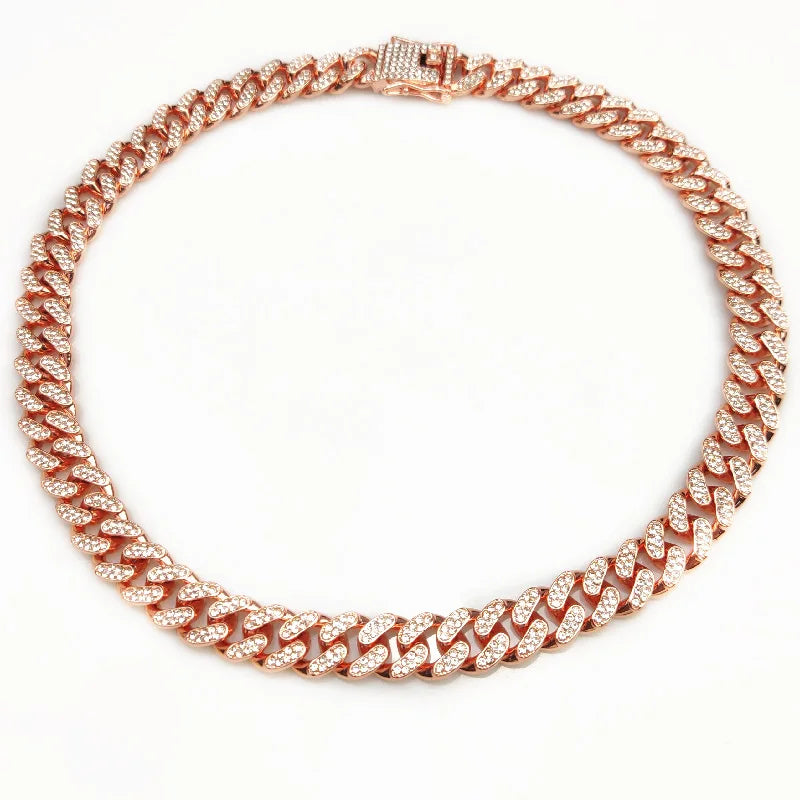 Fashion Jewelry Accessories Gold Cuban Chain Cat Collar Luxury Crystal Rhinestone Pet Kitten Necklace for Cats