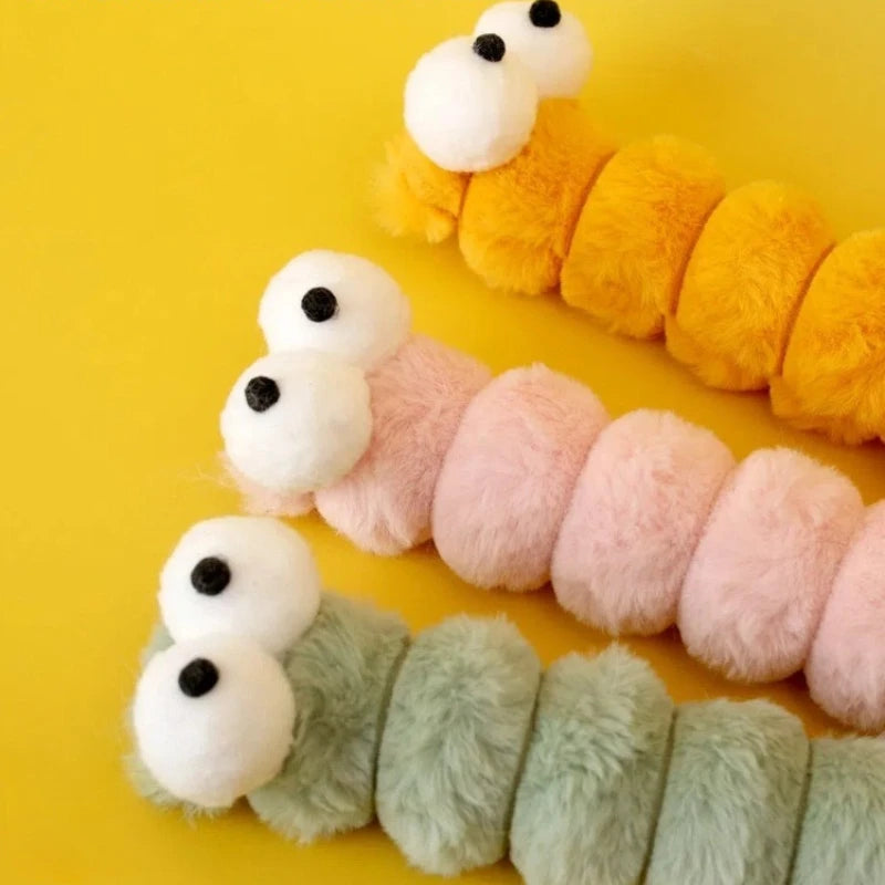 Cat Plush Chew Toy Soft Bite Stick Catnip Kitten Toy Cushion Caterpillar Cat Pillow Teaser Stick Interactive Cat Toy Supplies